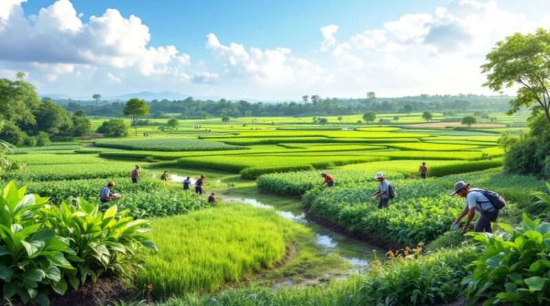 Lanskap pertanian berkelanjutan di Bogor, penuh warna.