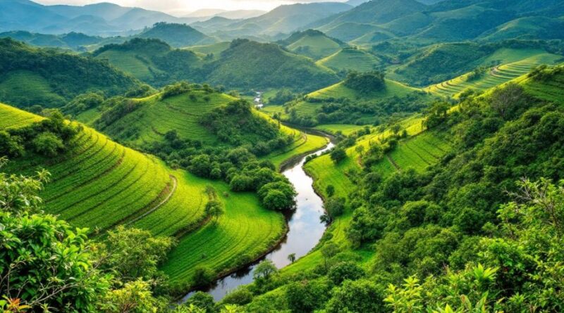 Pemandangan indah Jonggol dengan pepohonan hijau.